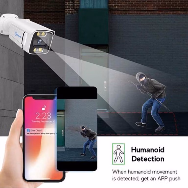 Sistema di videosorveglianza con 4 telecamere esterne da 8 megapixel e tecnologia avanzata di rilevamento umano