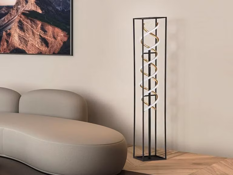 Lampada da terra Fancy LED nero oro 135 cm dimmerabile e con colore della luce regolabile