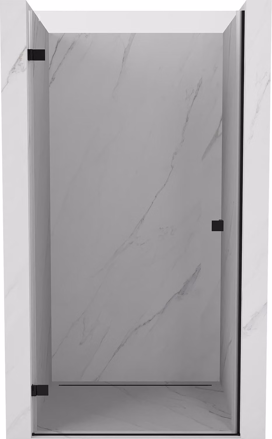 Mexen Lunar-B porta doccia a battente sinistra 45 cm, trasparente, nera - 832-045-000-70-00-L