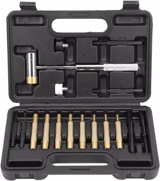 Set da punzonatura da 17 pezzi, martello doppio, utensili da armaiolo, acciaio inossidabile, utensili manuali