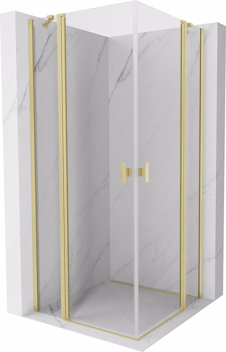 Mexen Mist Duo cabina doccia a battente 85 x 85 cm, trasparente, oro spazzolato - 8A4-085-085-55-00