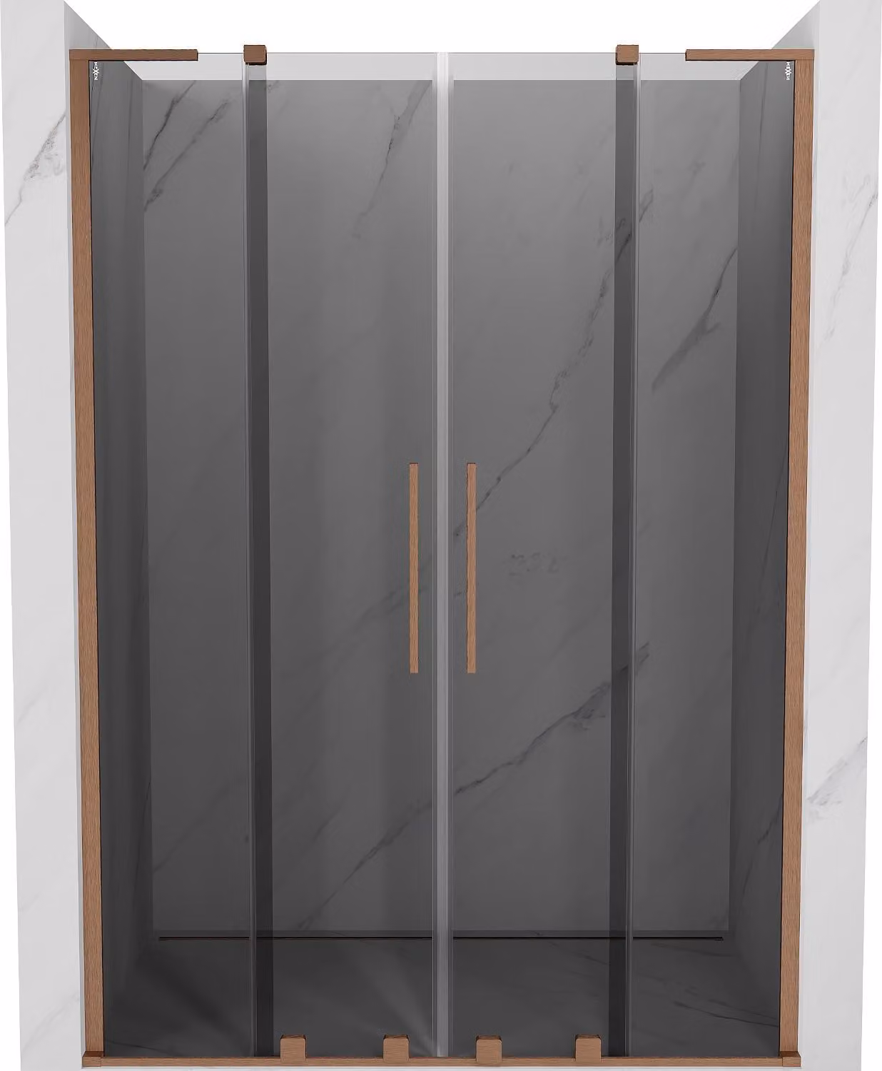 Mexen Velar L Duo porta doccia scorrevole 140 cm, grafite, rame spazzolato - 871-140-003-42-65