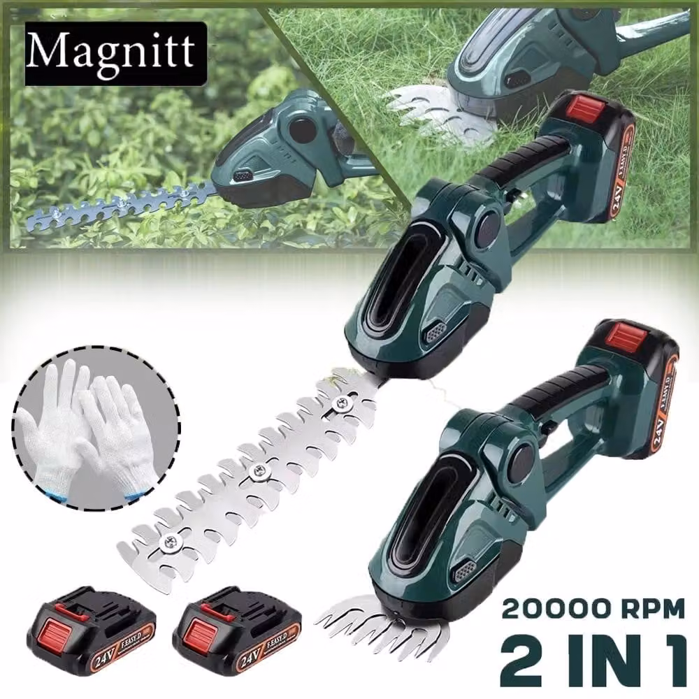 Tagliabordi elettrico per siepi - Funzione 2-in-1 - Senza fili - 2 batterie - Lame in acciaio SK5 - Lunghezza delle lame: 220 mm - 20.000 giri al minuto