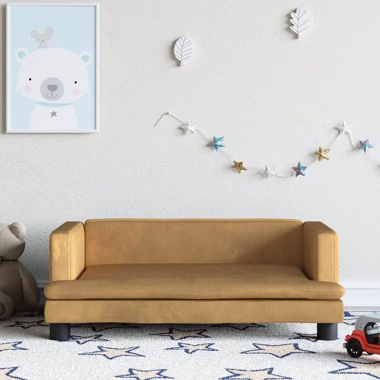 vidaXL Divano per Bambini in Velluto Marrone L: 80 cm, P: 45 cm, H: 30 cm