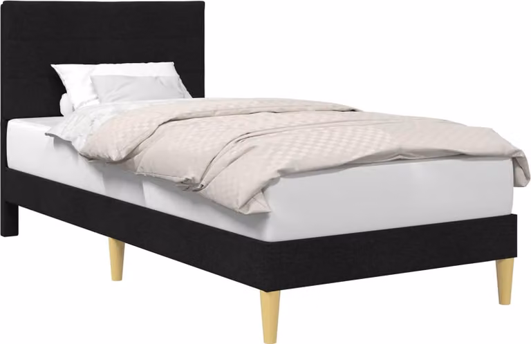 Struttura del letto con testiera Nero 90 x 190 cm Tessuto