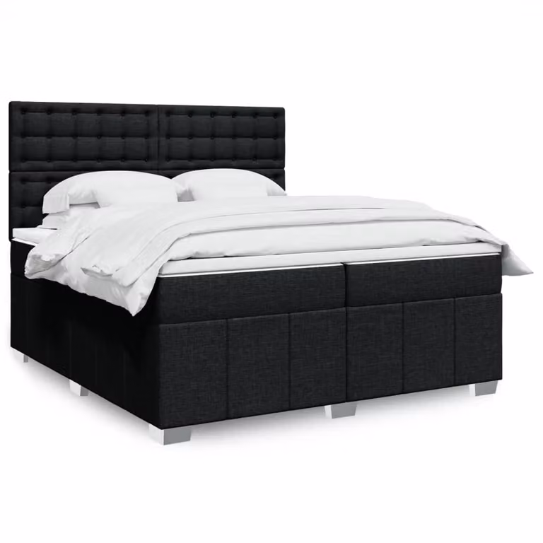 vidaXL Giroletto a Molle con Materasso Nero in Tessuto L/P: 200 x 200 cm