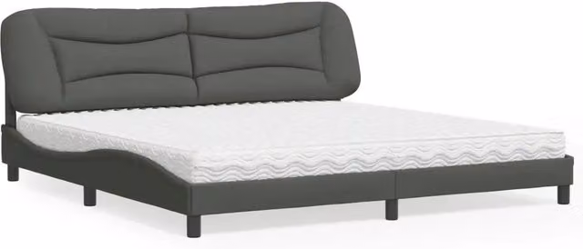 Letto con Materasso Hvar vidaXL Grigio e Bianco in Tessuto L/P/H: 200 x 200 x 74,5 cm