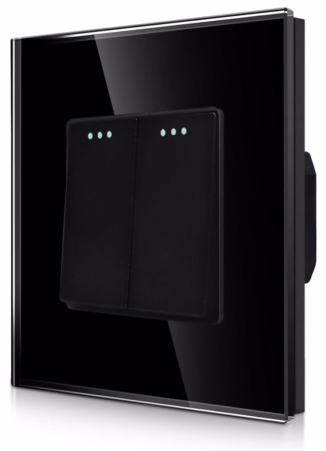 Interruttore a muro in vetro di cristallo, 86 x 86 mm, colore nero, per montaggio a parete