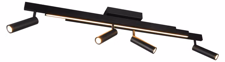 Lampade Trio - Lampada da soffitto moderna I Lampada da soffitto I Lampada I Lampada nera con LED dimmerabile e telecomando - ZenoI a 5 luci - Metallo - Adatta a LED (non sostituibili) LED