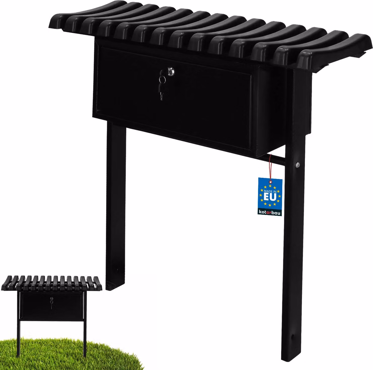 KOTARBAU® panca da cimitero panca da parco resistente alle intemperie 75 cm per interrare panca da giardino resistente alle intemperie metallo & PVC panche da giardino per esterni resistente alle intemperie panca da giardino senza schienale panca per balc