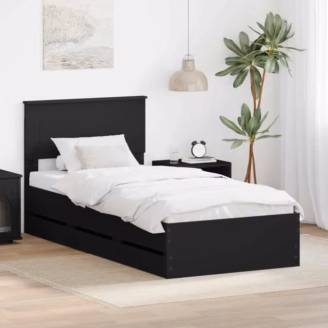 Struttura del letto Nero 90 x 190 cm Legno Ingegnerizzato