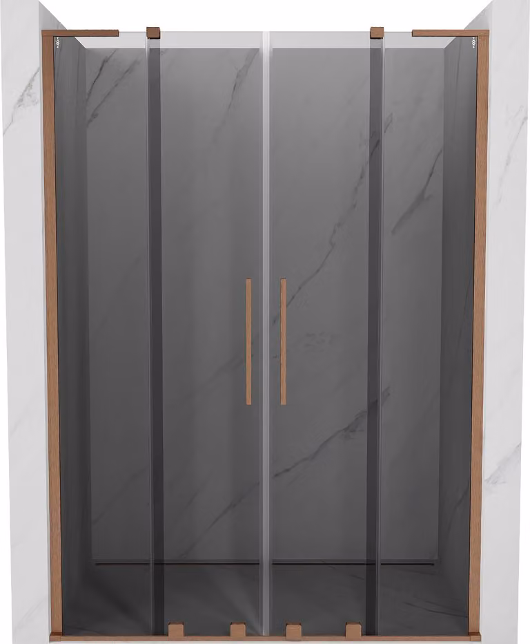 Mexen Velar L Duo porta doccia scorrevole 140 cm, grafite, rame spazzolato - 871-140-003-42-65
