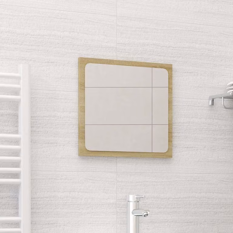 Specchio da bagno moderno vidaXL in legno multistrato color rovere sonoma, L: 40 cm, P: 1,5 cm, H: 37 cm