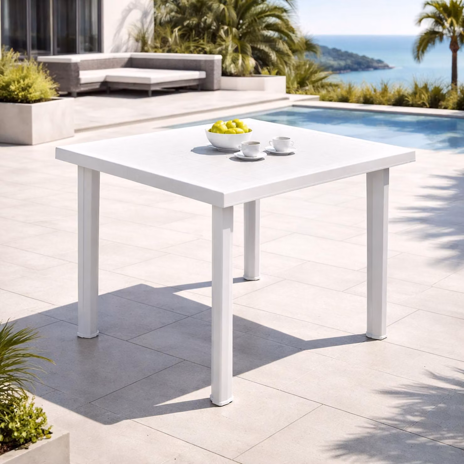 Tavolo da giardino Tavolo da terrazza Tavolo da esterno Bianco L80xP75xH72cm