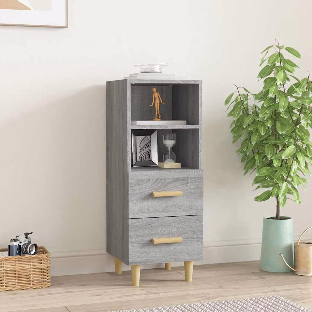 Credenza moderna vidaXL in legno multistrato Grigio Sonoma, sospesa a parete, L: 34,5 cm, P: 34 cm, H: 90 cm