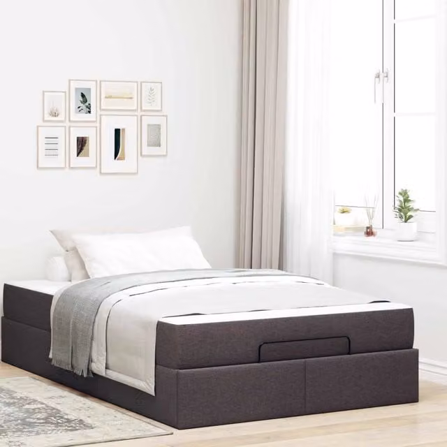 Letto matrimoniale con materasso in schiuma vidaXL beige con cassetti e struttura imbottita L/P/H: 203 x 120 x 43,5 cm