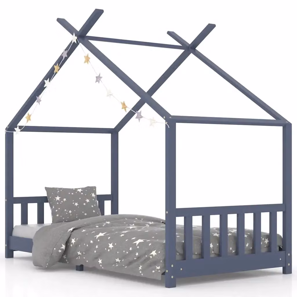 Giroletto per bambini vidaXL in legno massello di pino grigio L/P/H: 200 x 90 x 150 cm – 2