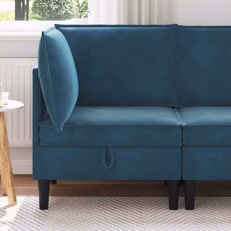 Divano moderno vidaXL in velluto blu con contenitore per il soggiorno