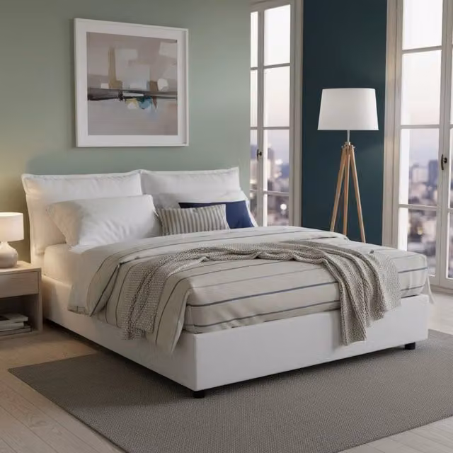 Letto Matrimoniale Amelinda Talamo Italia con Materasso Incluso, Bianco, L/P: 160 x 200 cm