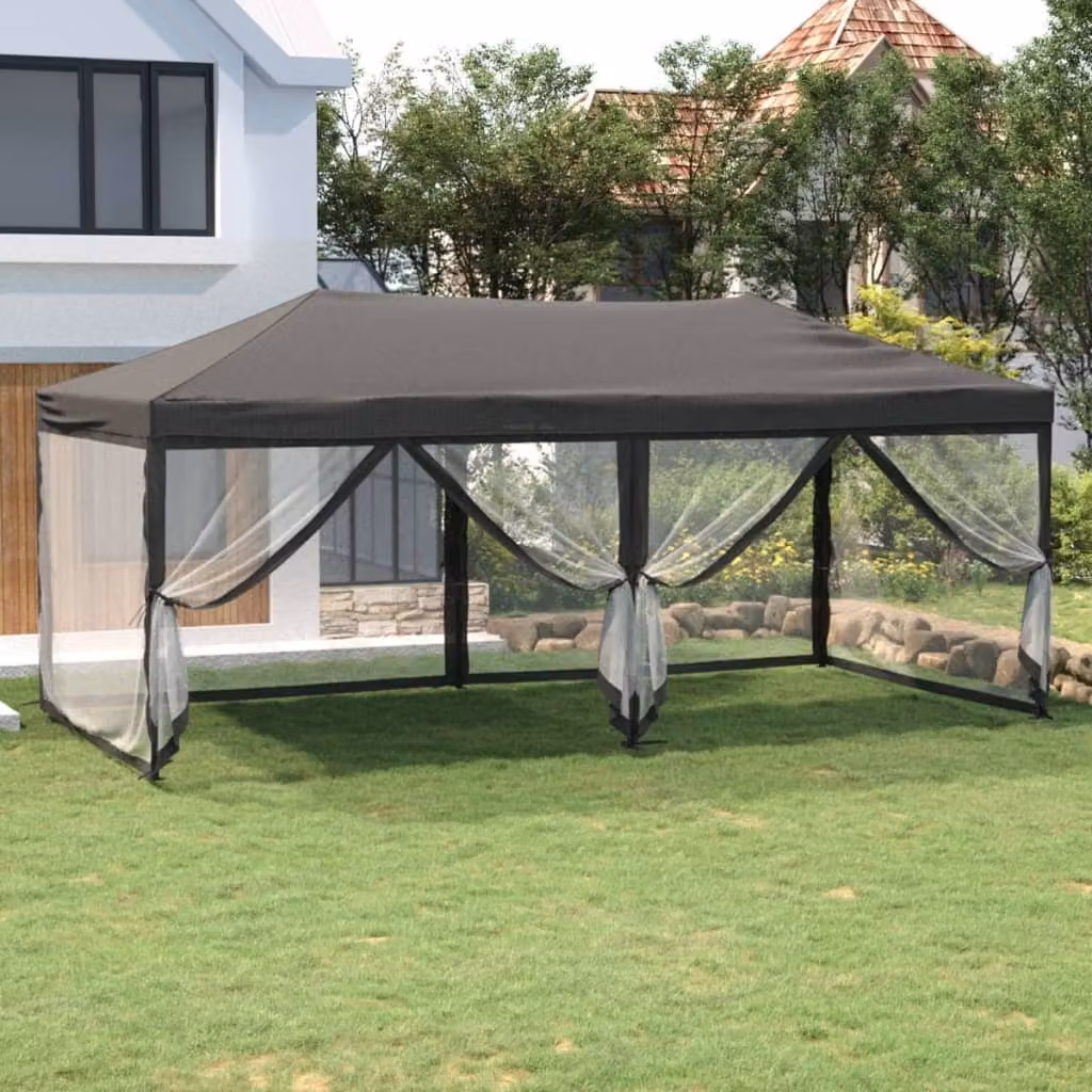 The Living Store Tenda pieghevole per feste con pareti laterali antracite 3x6 m