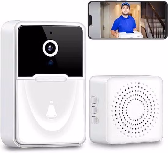 Telecamera di videosorveglianza wireless - Sicurezza domestica - Telecamera di sorveglianza intelligente - Telecamera di sorveglianza con visione notturna - Audio a due canali - Telecamera di sicurezza per l'ingresso - Compatibile con smartphone e tablet