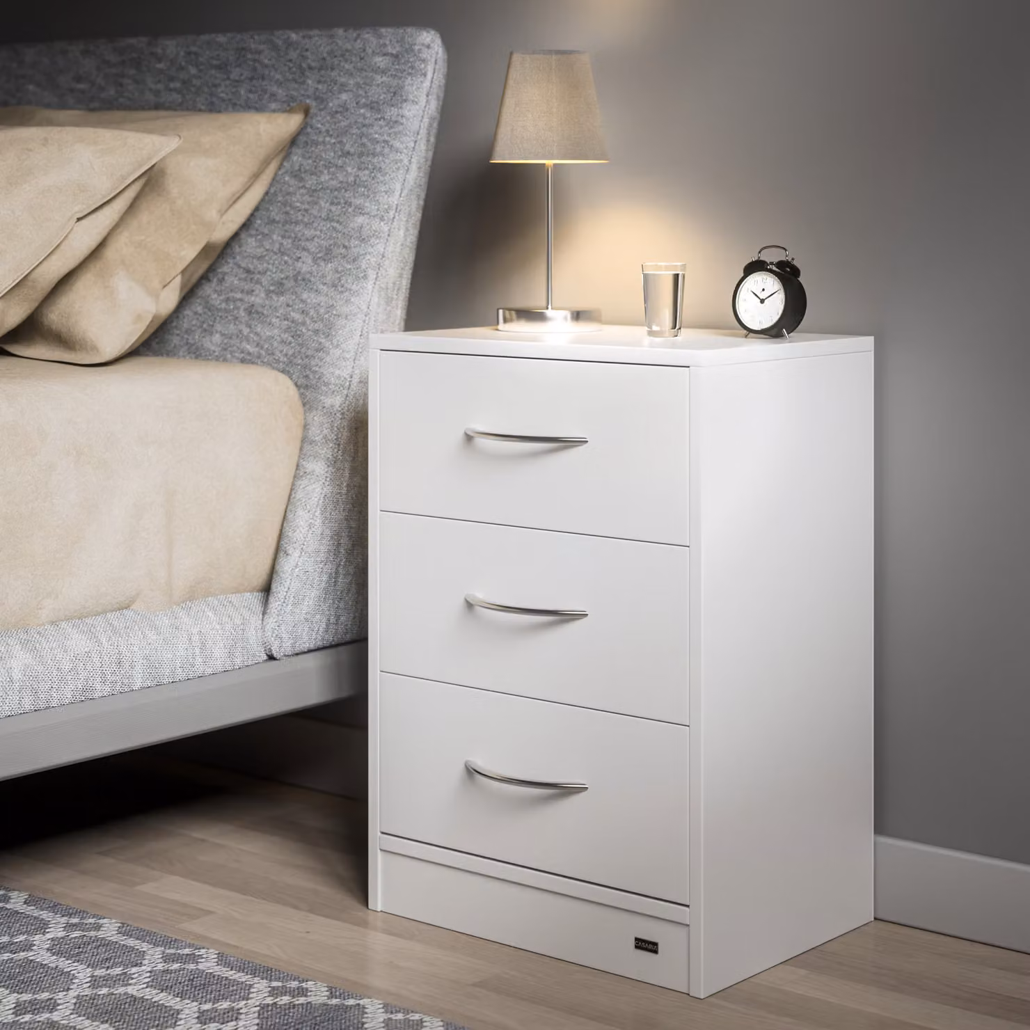Comodino con cassetti Eloise Casaria® bianco con illuminazione LED L: 54 cm, P: 39 cm, H: 28 cm – 2