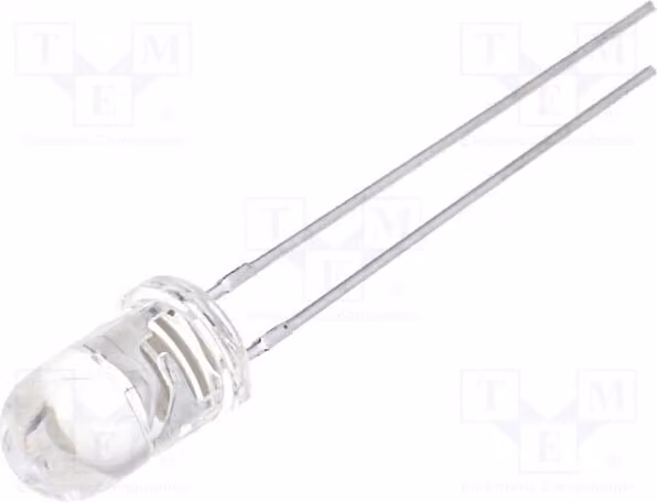2 emettitori a infrarossi, potenza 20mW, diametro 5mm, trasparenti, angolo di emissione 30°, lunghezza d'onda 880nm, per montaggio a foro passante (THT), modello L-53SF4C