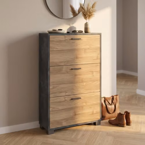 Scarpiera moderna nera/marrone 3 ante MG808834 70×29×118 cm