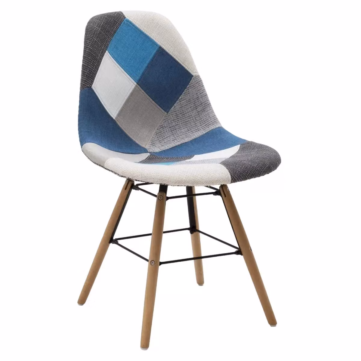 Set di 2 sedie moderne patchwork in tessuto azzurro e grigio Mobili 2G L/P/H: 47 x 58 x 84 cm – 1