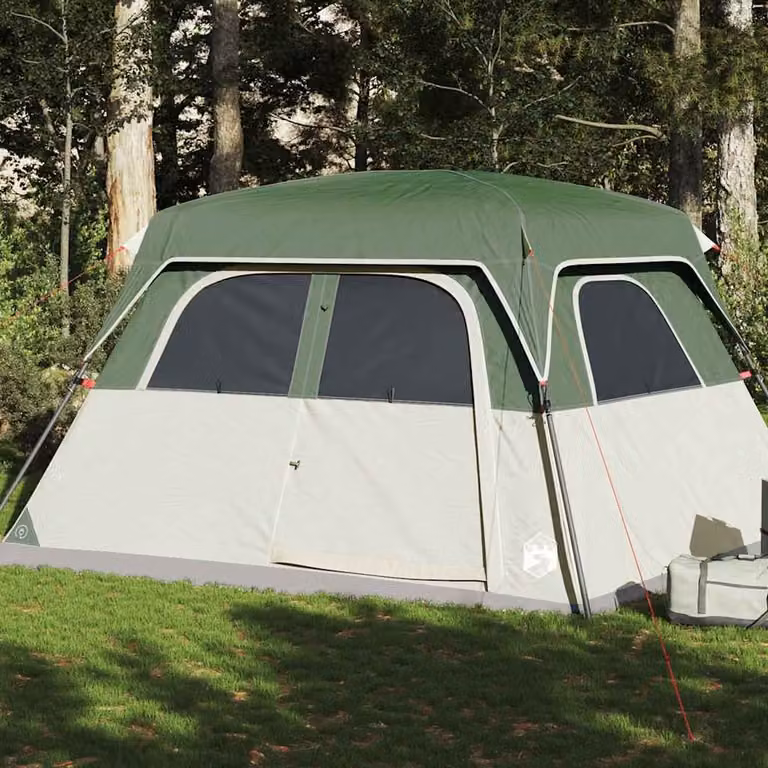 Tenda Familiare Cabina vidaXL per 6 Persone Verde Impermeabile in Poliestere e Acciaio