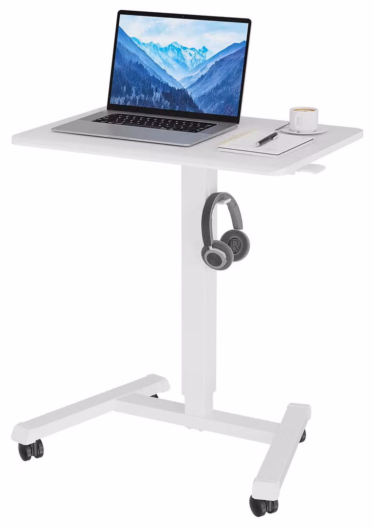 Scrivania mobile con 4 ruote, regolabile in altezza e multifunzionale