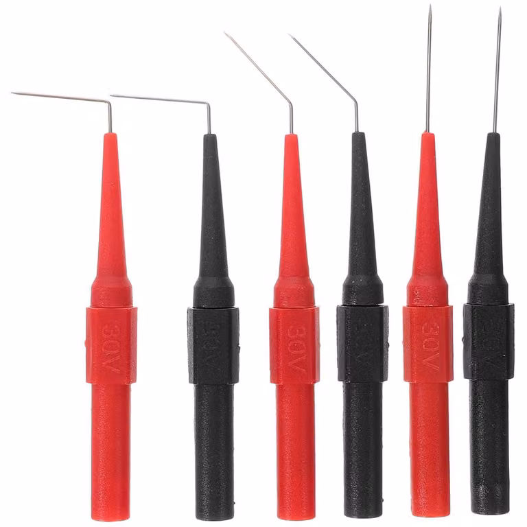 Set di puntali di prova per multimetro, 6 pezzi, 0,7 mm, dritti e angolati