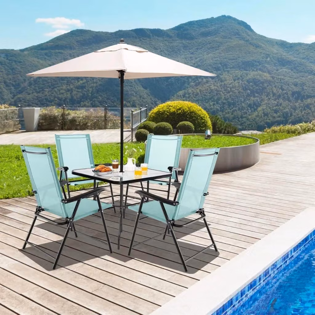 Set di 4 sedie pieghevoli da giardino Design Mania con braccioli in metallo e tessuto textilene, colore verde – 2