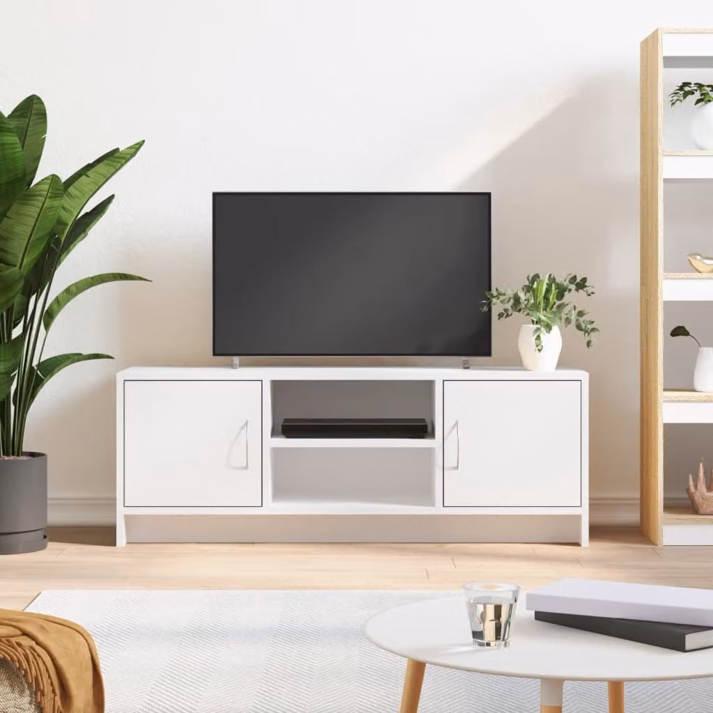 vidaXL Mobile Porta TV Bianco in Legno Multistrato e MDF L 102 cm x P 30 cm x H 37,5 cm