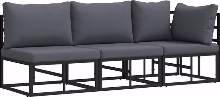 Mobili da Esterno con cuscino 3 Pezzo Nero e antracite Metallo