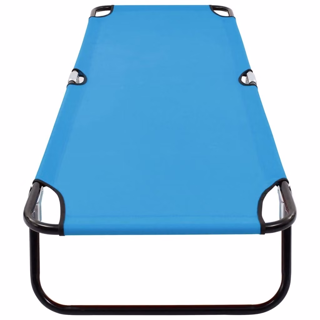 Lettino Prendisole Pieghevole in Acciaio Blu Turchese