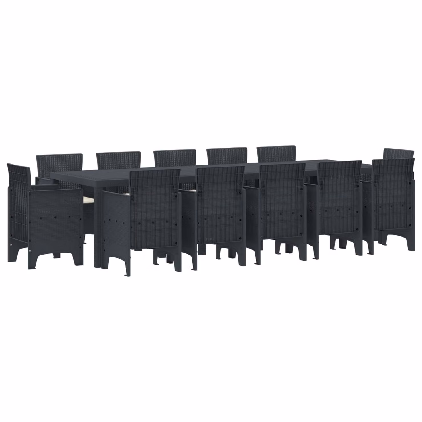Set da Pranzo per Giardino e Terrazza vidaXL in Polyrattan Antracite, 13 Pezzi – 1