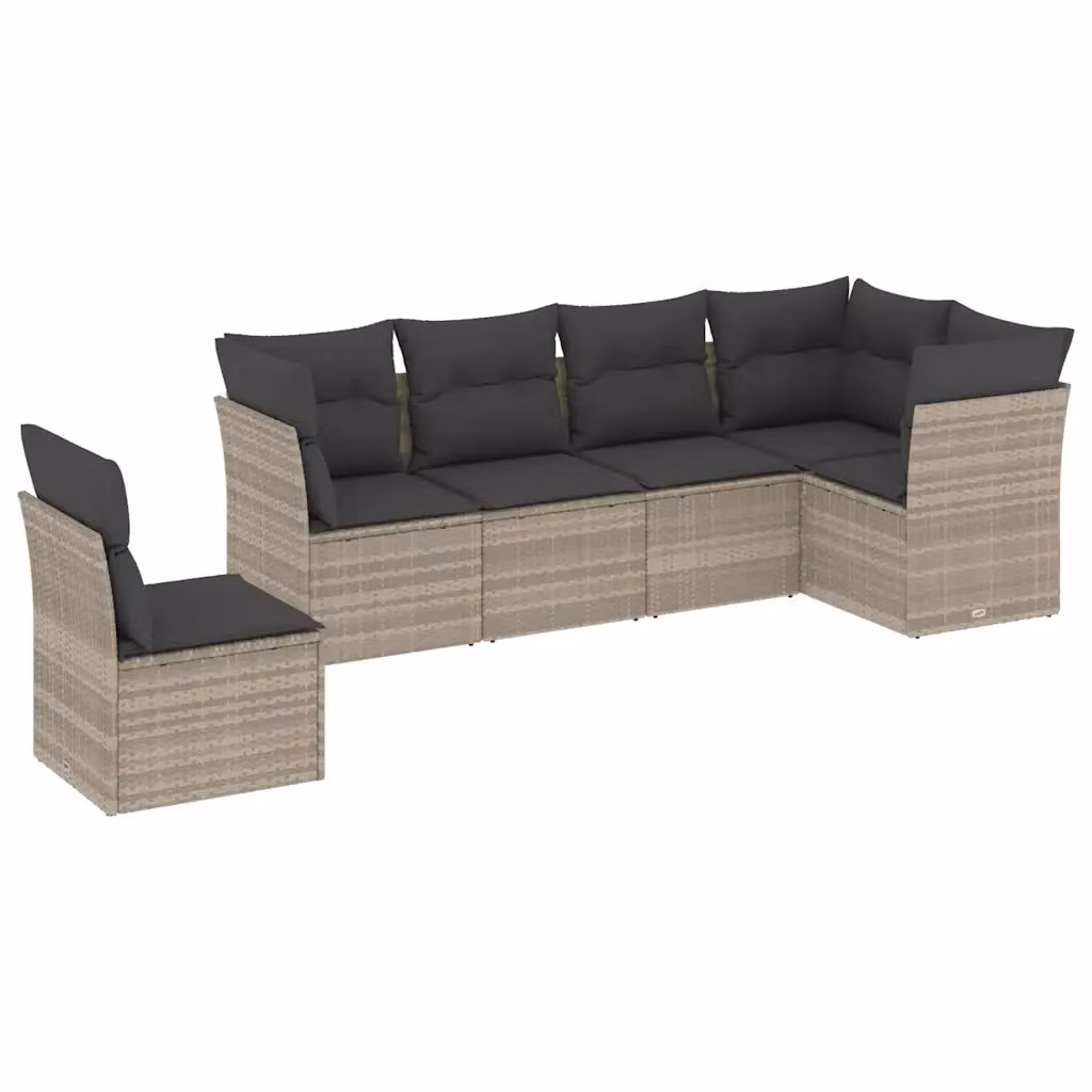 vidaXL Set Divano da Giardino a L in Polyrattan Grigio con Cuscini e Coperture Rimovibili – 2
