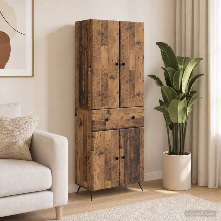 Set di 2 mobili moderni vidaXL in legno e MDF color marrone con ante a battente e ripiani interni