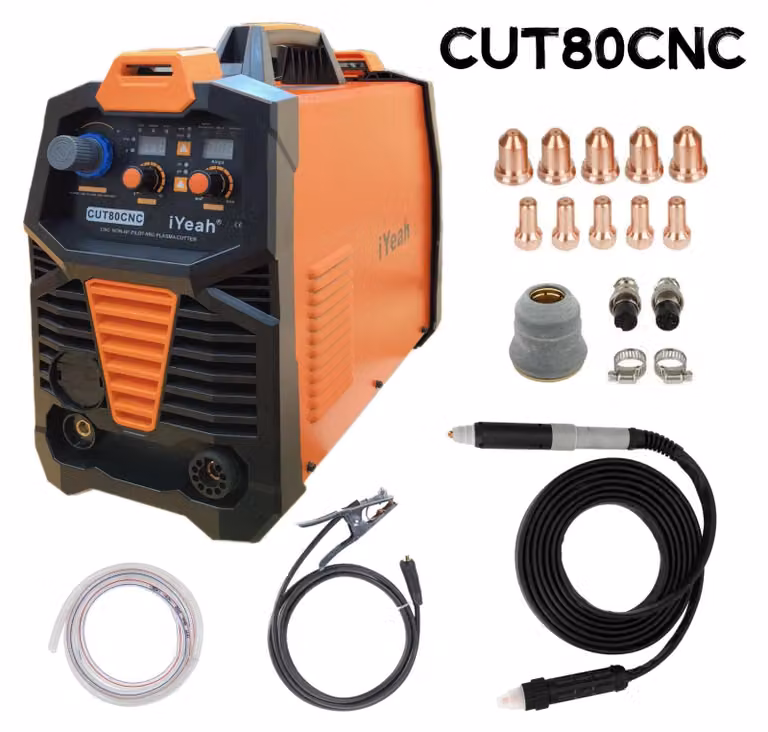 Tagliatrice al plasma CNC - Modello CUT80, 80A, 220V - Sistema di accensione ad arco pilota senza alta frequenza - Torcia di taglio lineare PTM80, cavo da 10 metri - Taglio fino a 35 mm