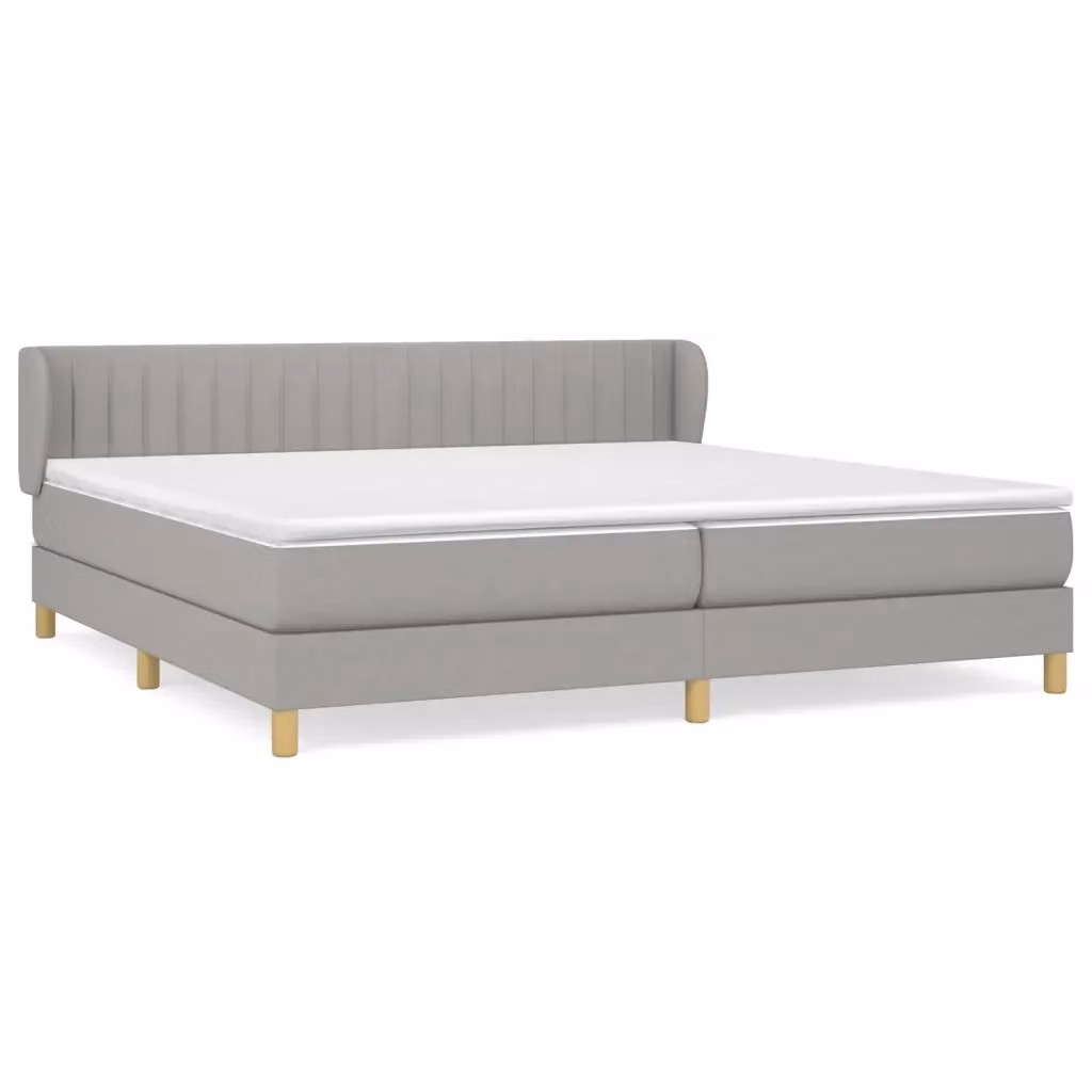 vidaXL Giroletto a Molle con Materasso Ibrido in Tessuto Grigio e Bianco L/P/H: 200 x 200 x 88 cm – 2