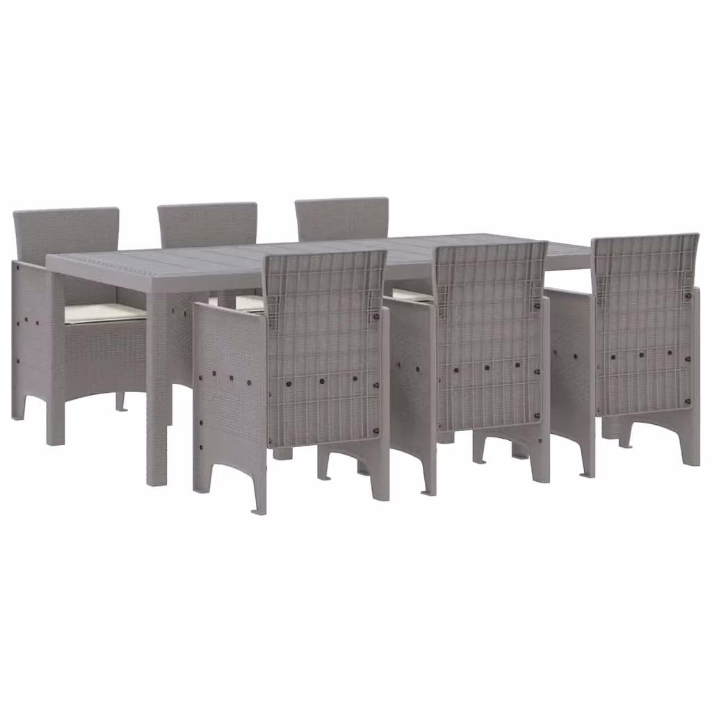 vidaXL Set da Pranzo per Giardino e Terrazzo 7 pz in Polipropilene Grigio – 2