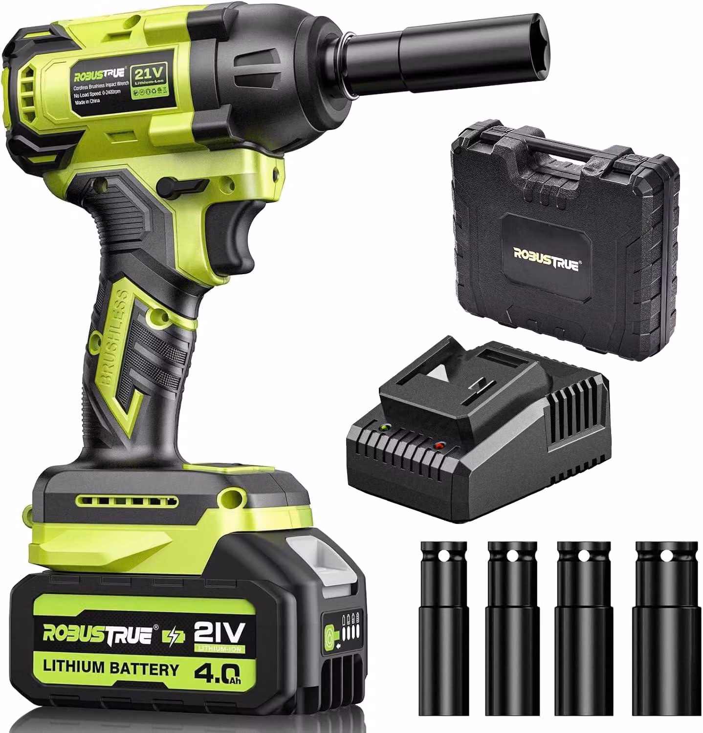 Avvitatore a percussione con coppia di 550 Nm, batteria da 4000 mAh con caricabatterie rapido, velocità regolabile da 0 a 1990/2200/2800 giri al minuto