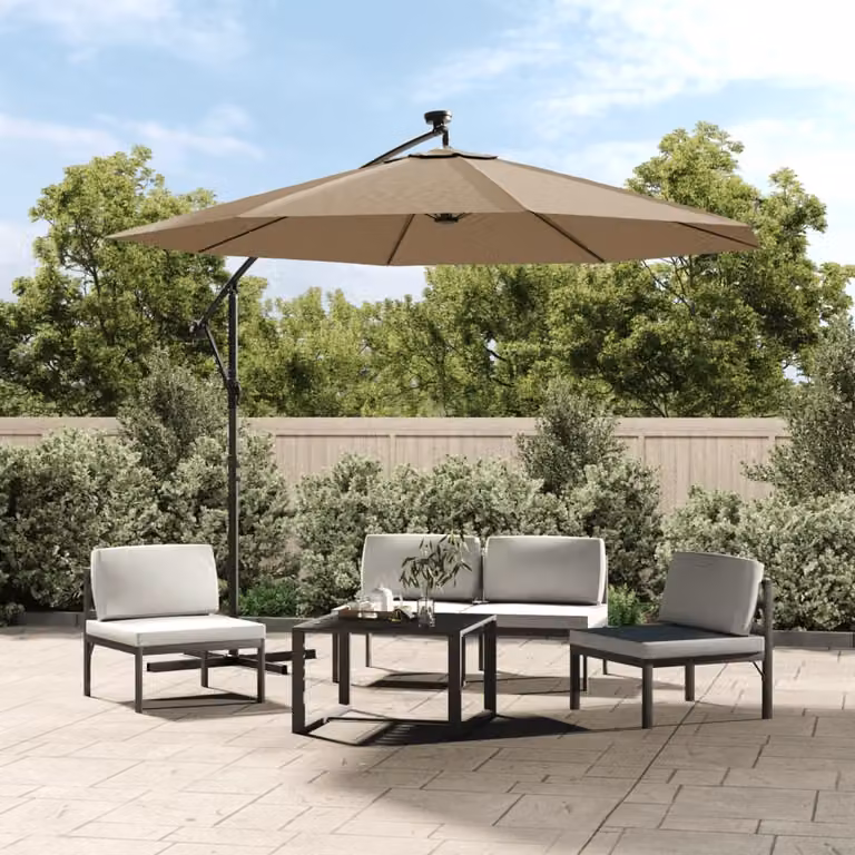 Maison Exclusive - Tessuto di ricambio per ombrellone a sbalzo color talpa 350 cm