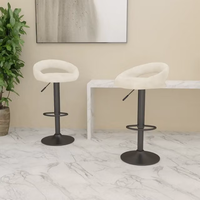 Set di 2 sgabelli da bar vidaXL in velluto beige con struttura in metallo moderno – 1