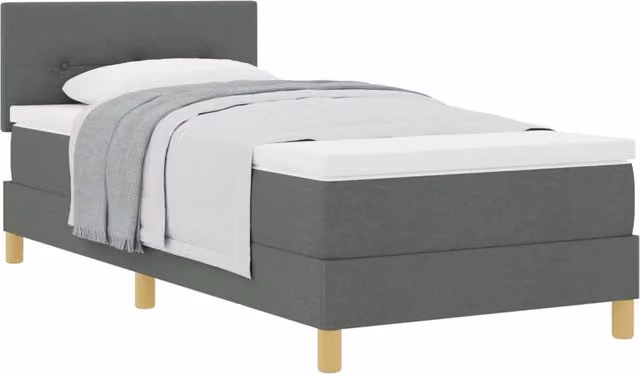 Letto singolo | Letto per adulti | Letto a molle con cuscino Grigio scuro 90 x 190 cm Tessuto