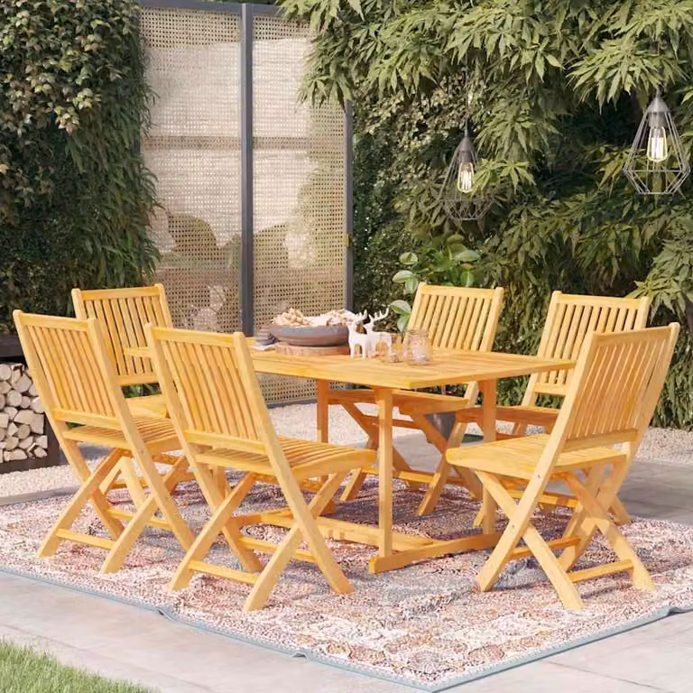 Set da pranzo da giardino vidaXL in legno massello di teak marrone 7 pz