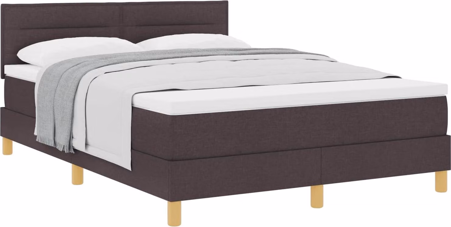 Letto a molle con cuscino Marrone Scuro 140 x 200 cm Tessuto