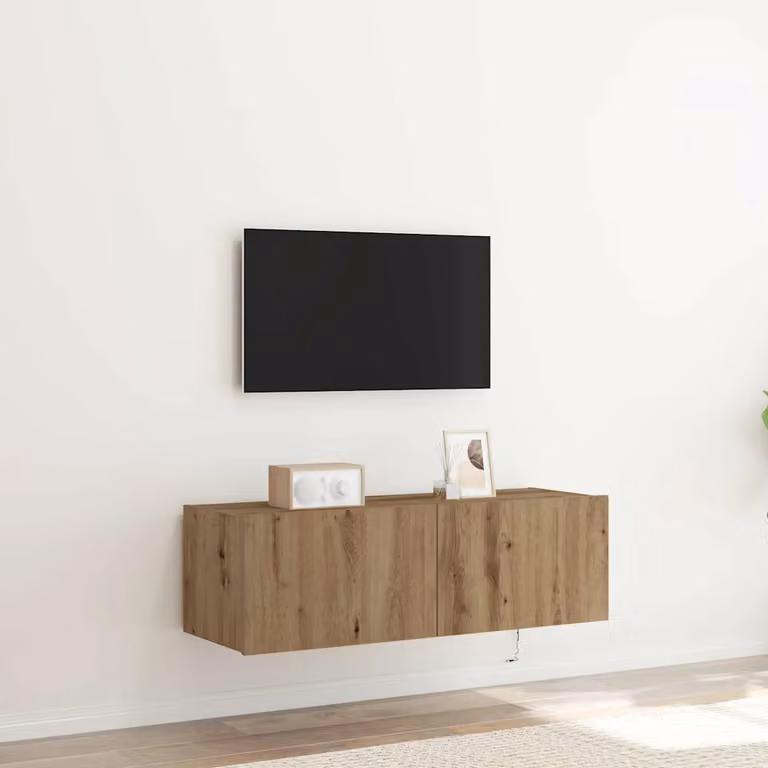 Mobile TV da parete vidaXL in rovere artigianale, marrone, L 100 cm x P 35 cm x H 31 cm