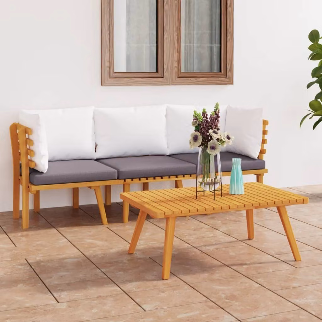 Maison Exclusive - Set da giardino 3 pezzi con cuscini in legno massello di acacia